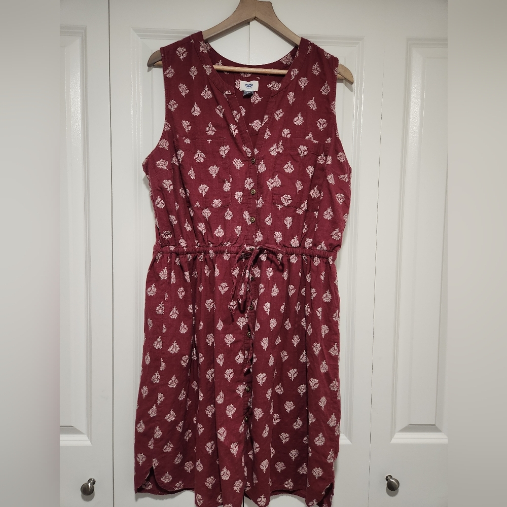 Old Navy Burgundy Floral Midi Dress